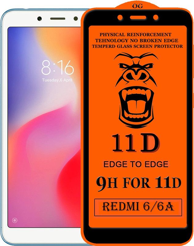 XRENGTH Edge To Edge Tempered Glass for Mi Redmi 6A  (Pack of 1)