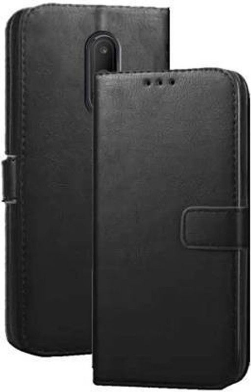 GoPerfect Flip Cover for One Plus 7 |Leather Finish Flip Cover|Inbuilt Stand & Inside Pockets  (Black, Magnetic Case, Pack of: 1)