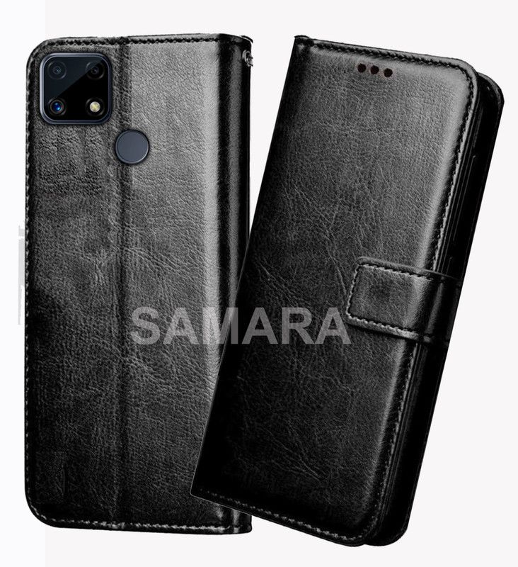 SAMARA Flip Cover for Realme C25s  (Black, Cases with Holder, Pack of: 1)