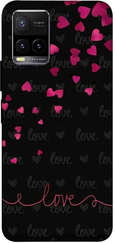 NDCOM Back Cover for VIVO Y21T Red Heart Love Printed  (Multicolor, Hard Case, Pack of: 1)