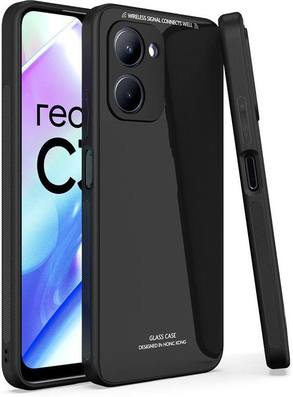 Europe Mart Back Cover for Realme C33 Back Cover|Luxurious Glass Back Case| Stunning Design  (Black, Grip Case, Pack of: 1)