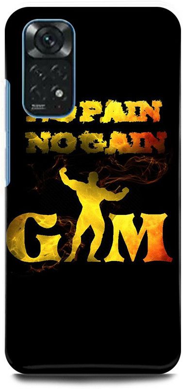 play fast Back Cover for Redmi Note 11 NO, PAIN, NO, GAIN, GYM, WORKOUT  (Yellow, Hard Case, Pack of: 1)