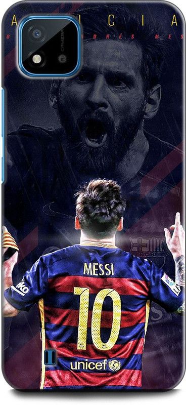 INDICRAFT Back Cover for Realme C11 2021, RMX3231 LIONE MESSI, FOOTBALL, MESSI 10, BARCELONA, JERSEY, SPORTS  (Multicolor, Dual Protection)