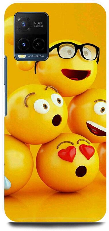 play fast Back Cover for Vivo Y33s, V2109 YELLOW, EMOJI, CARTOON  (Yellow, Hard Case, Pack of: 1)
