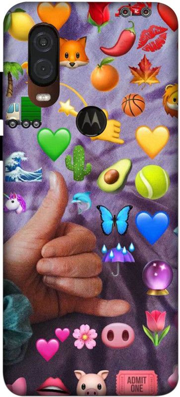 NDCOM Back Cover for Motorola One Vision Smiley Stickers Printed  (Multicolor, Hard Case, Pack of: 1)