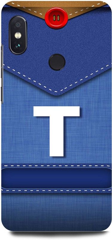 FUGGA Back Cover for Redmi Y2, M1803E6I, T, LETTER, ALPHABET, BLUE, JEANS, PATTERN, T, NAME  (Multicolor, Hard Case, Pack of: 1)