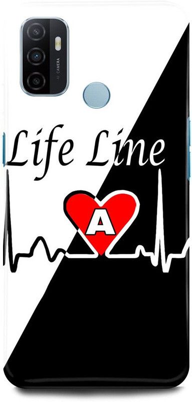 JUGGA Back Cover for Oppo A53, CPH2127, A, NAME, LETTER, ALPHABET, LIFELINE  (Multicolor, Hard Case)