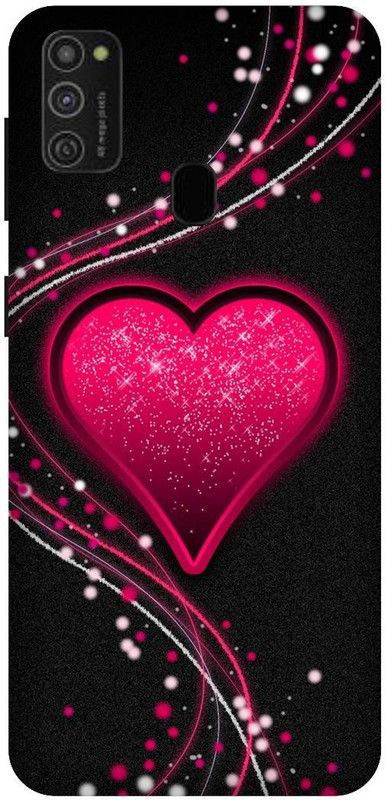 UMPRINT Back Cover for Samsung Galaxy M21 Pink Heart Love Printed Back Cover  (Multicolor, Hard Case, Pack of: 1)