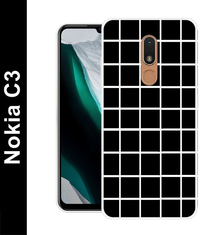 Artage Back Cover for Nokia C3  (Black, White, Silicon, Pack of: 1)