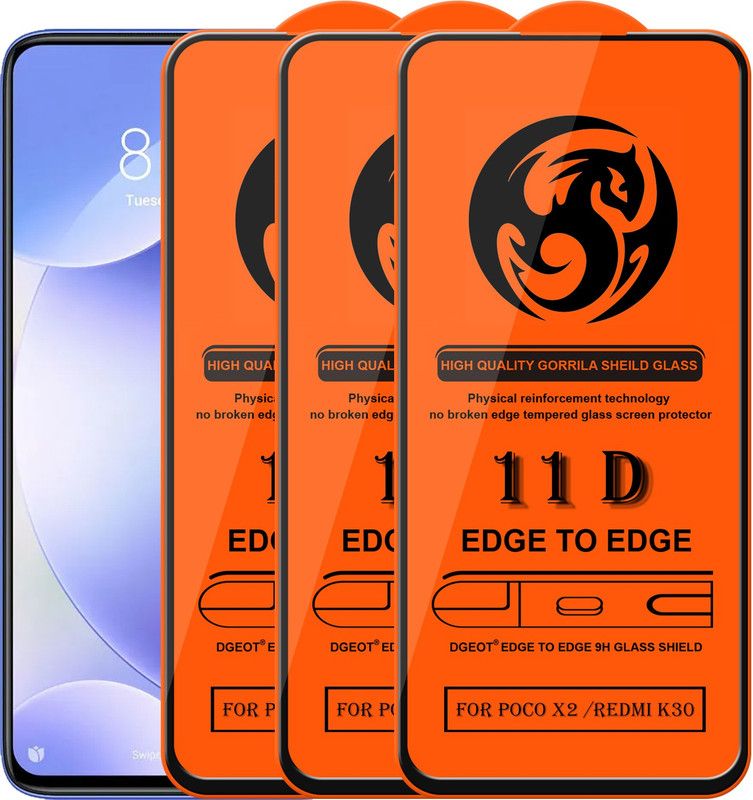 HQ Protection Edge To Edge Screen Guard for Poco X2  (Pack of 3)