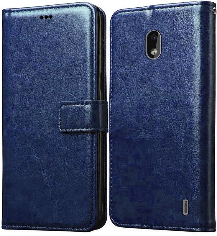 Flipkart SmartBuy Flip Cover for Nokia 2.2 Leather Flip Case  (Blue, Pack of: 1)