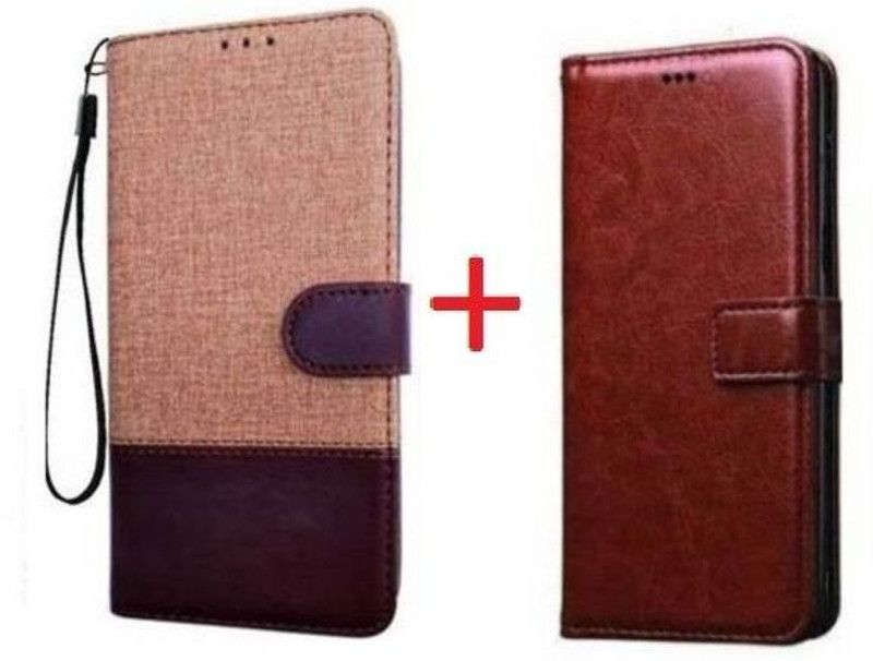 YuniKase Flip Cover for OPPO Reno8 5G  (Brown, Brown, Shock Proof, Pack of: 2)
