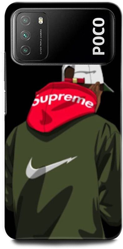 ORBIQE Back Cover for POCO M3 MZB082QIN SUPEREME, NIKE, SUPREME, BRAND, SWAG  (Multicolor, Hard Case, Pack of: 1)