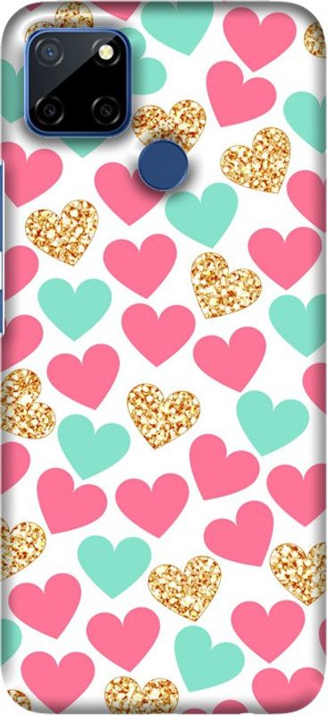 PNBEE Back Cover for Realme C25, RMX3193 - Heart Print  (Multicolor, Hard Case, Pack of: 1)