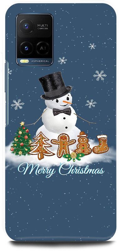 FIKORA Back Cover for Vivo Y21T, V2135, SANTA, CLAUS, CHRISTMAS, TREE, FESTIVAL  (Blue, Hard Case, Pack of: 1)