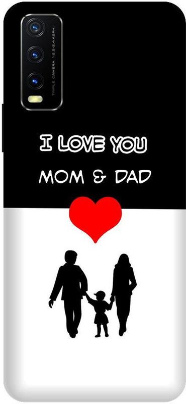 URCHIN Back Cover for Vivo Y20 Mom Dad, I love you mom dad, Mom Dad love, dad, mom, parents  (Multicolor, Shock Proof, Pack of: 1)
