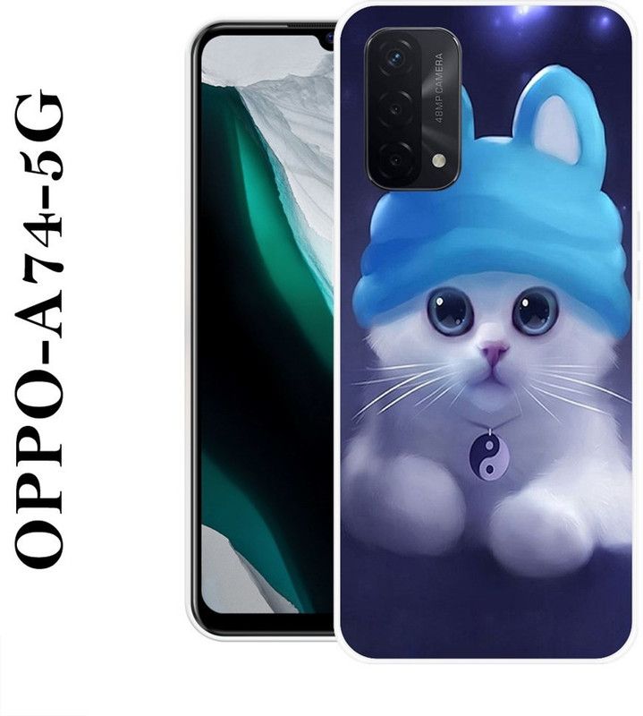 Sswastik Back Cover for Oppo A74 5G  (Blue, White, Silicon)