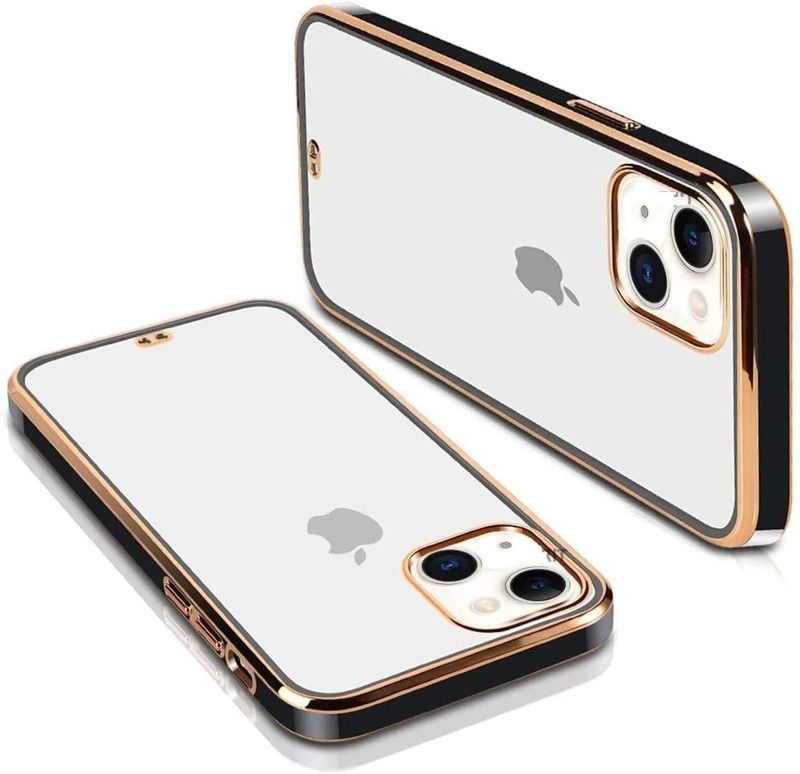 M F FASHION COLLECTION Back Cover for Chrome ,Transparent Back Cover for Apple IPhone 13 ( Black )  (Black, Shock Proof)