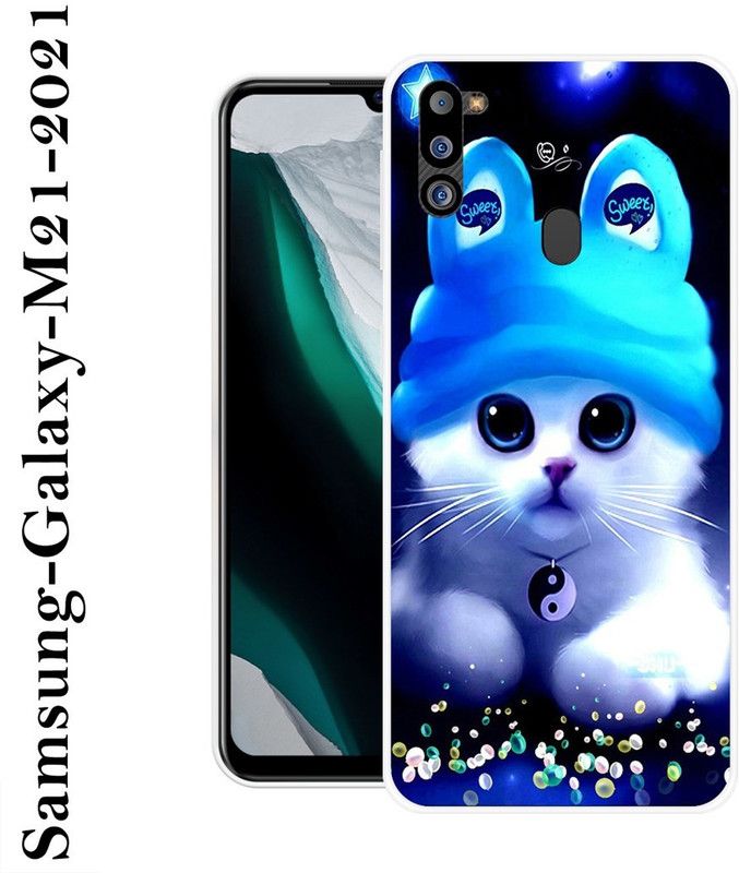 INDIALAND Back Cover for Samsung Galaxy M21 2021  (Blue, White, Grip Case, Silicon)