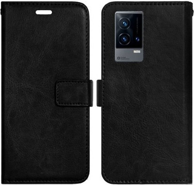 Realgo Flip Cover for IQOO 9 5G  (Black, Pack of: 1)