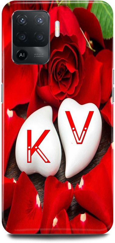 JUGGA Back Cover for OPPO F19 Pro, K LOVES V NAME,K NAME, V LETTER, ALPHABET,K LOVE V NAME  (Red, Hard Case, Pack of: 1)