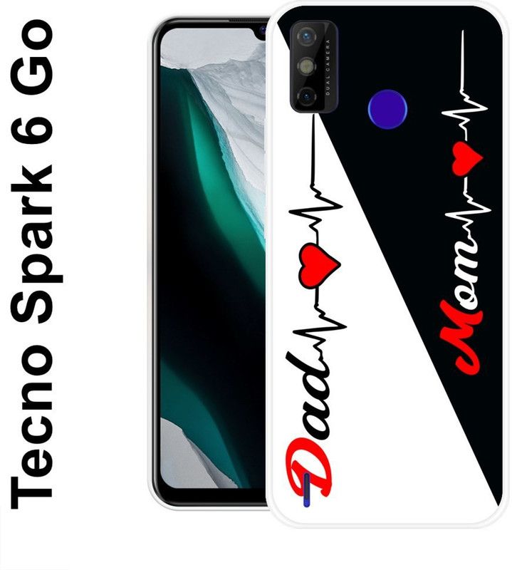 KLC Back Cover for Tecno Spark 6 Go, Tecno Spark Go 2021  (Black, White, Grip Case, Silicon)