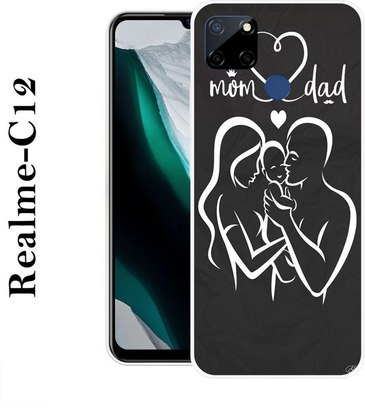 REDFLY Back Cover for Realme C12  (Black, White, Grip Case, Silicon)