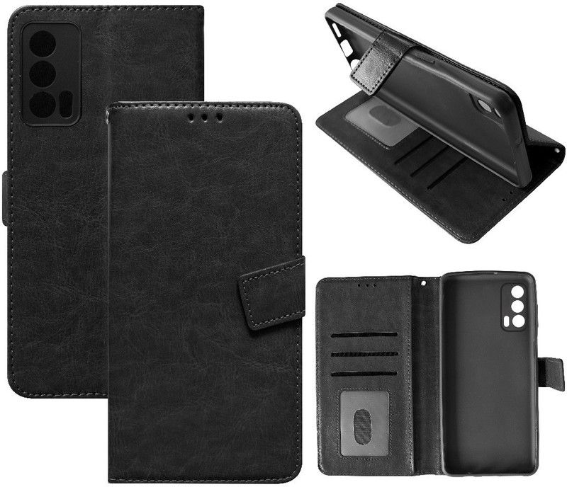 Casotec Flip Cover for Realme X7 5G, Leather Flip Cover  (Black, Pack of: 1)