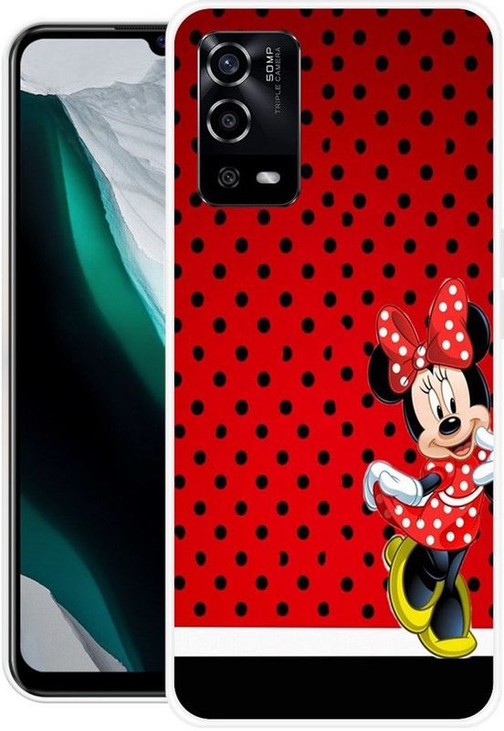 INDIALAND Back Cover for Oppo A55 4G  (Black, Red, Silicon, Pack of: 1)