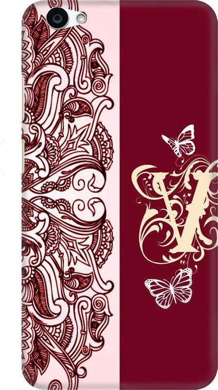 Coberta Case Back Cover for VIVO Y55L Pink Name Alphabet V Design Back Case For VIVO Y55L By Coberta  (Multicolor, Pack of: 1)