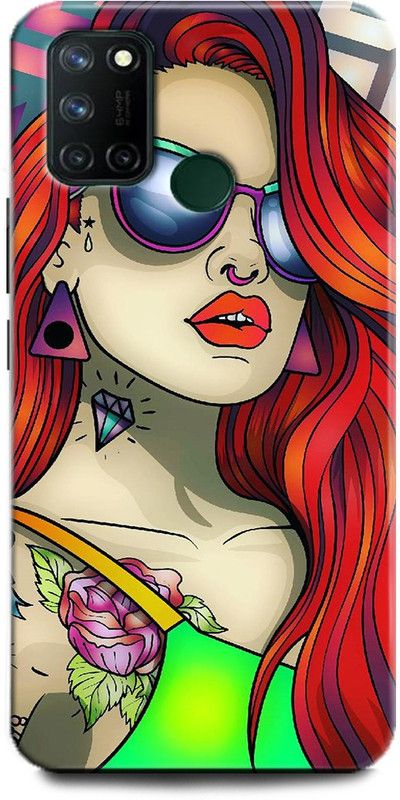 INDICRAFT Back Cover for Realme 7i, RMX2103 RED HEAD, BEAUTIFULL GIRL, ANIMATED PIC, ANIME  (Multicolor, Hard Case, Pack of: 1)