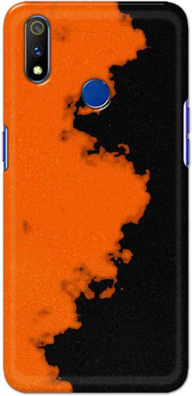 NDCOM Back Cover for Realme 3i Orange Black Pattern Printed  (Multicolor, Hard Case, Pack of: 1)