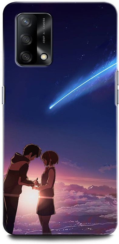 ORBIQE Back Cover for OPPO F19 CPH2219 LOVE, ANIME, ALONE COUPLE, NIGHT VIBES, MOON  (Multicolor, Hard Case, Pack of: 1)