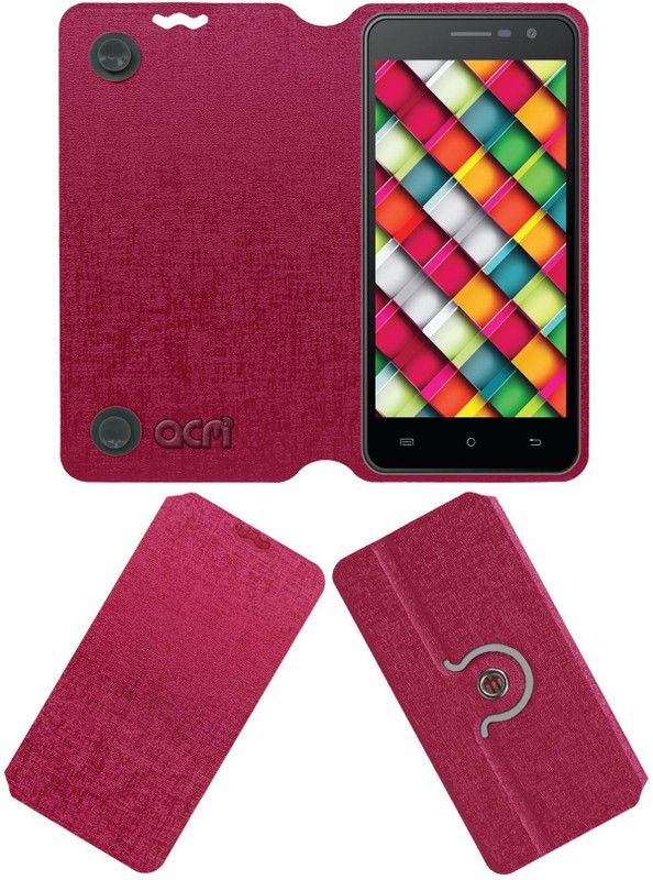 ACM Flip Cover for Intex Cloud Crystal 2.5 D  (Pink, Cases with Holder, Pack of: 1)