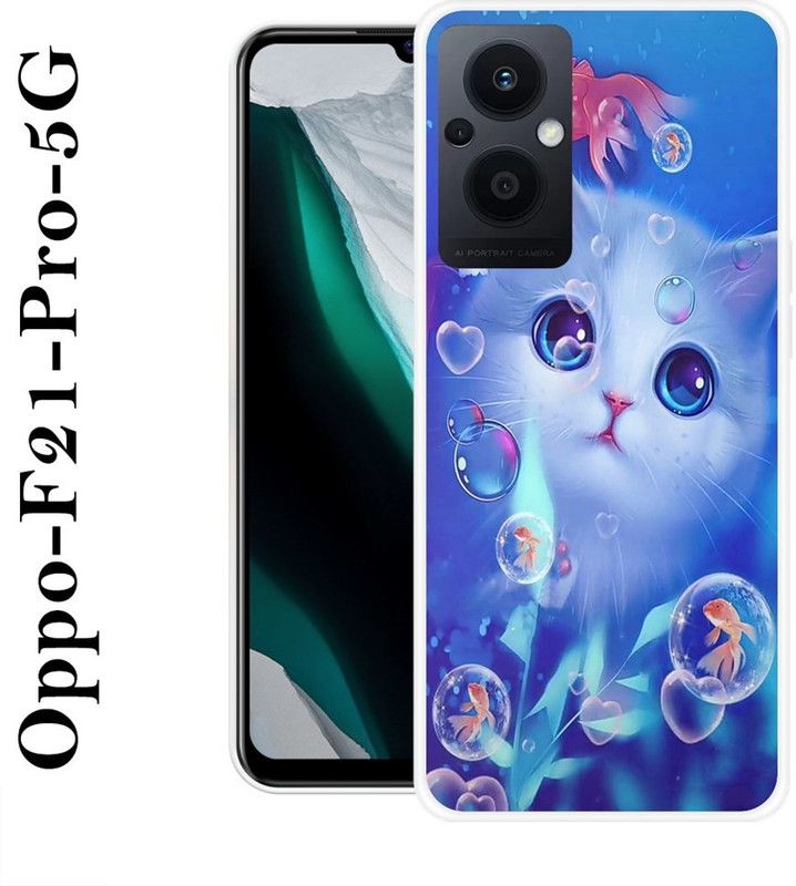 BAGRA Back Cover for Oppo F21 Pro 5G  (Blue, White, Silicon)