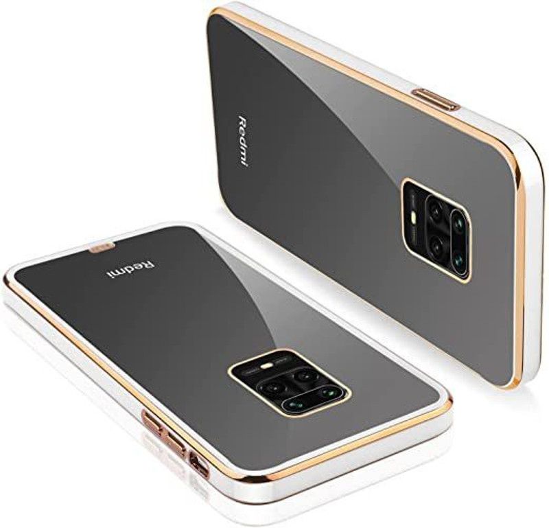 Yebhi Online Back Cover for Redmi Note 9 Pro Max |Electroplated Silicon Golden Plating Crystal Clear Case |  (White, Grip Case, Pack of: 1)