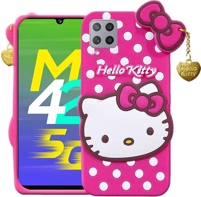 Wowcase Back Cover for Samsung Galaxy M42, Samsung Galaxy M42 5G, Hello Kitty Case, Soft Girl Back Cover with Pendant  (Pink, 3D Case, Pack of: 1)