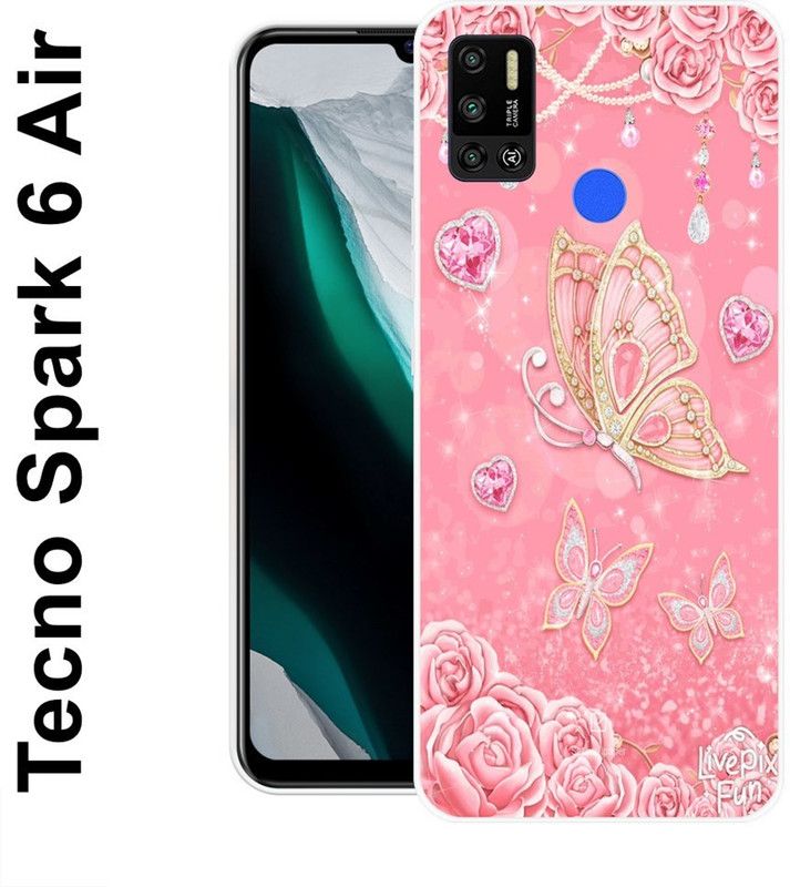 Sswastik Back Cover for Tecno Spark 6Air  (Pink, Gold, Grip Case, Silicon)