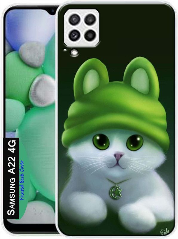 CUTECASE Back Cover for Samsung Galaxy A22 (4G), Samsung A22 4G  (White, Green, Dual Protection, Silicon, Pack of: 1)