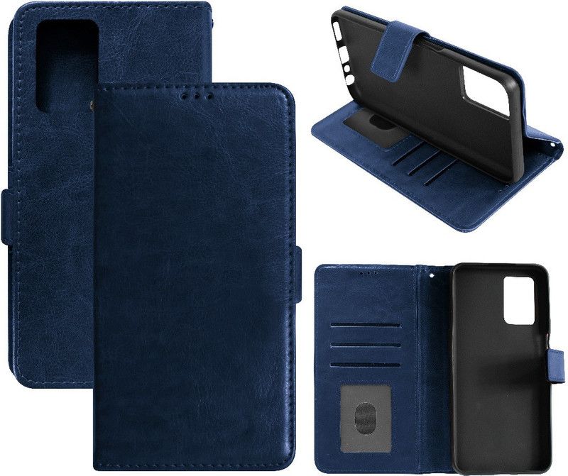 Casotec Flip Cover for Realme 8 5G, Realme 8s 5G Leather Flip Cover  (Blue, Pack of: 1)