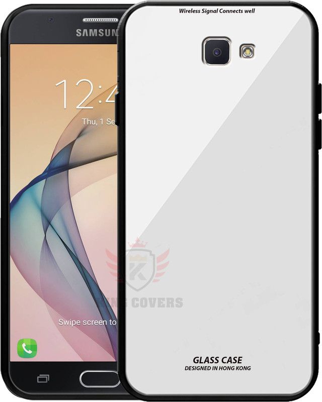 KING COVERS Back Cover for Samsung Galaxy J7 Prime Luxurious 9H Toughened Glass Back Case Shockproof TPU Bumper Cover  (White, Dual Protection, Pack of: 1)