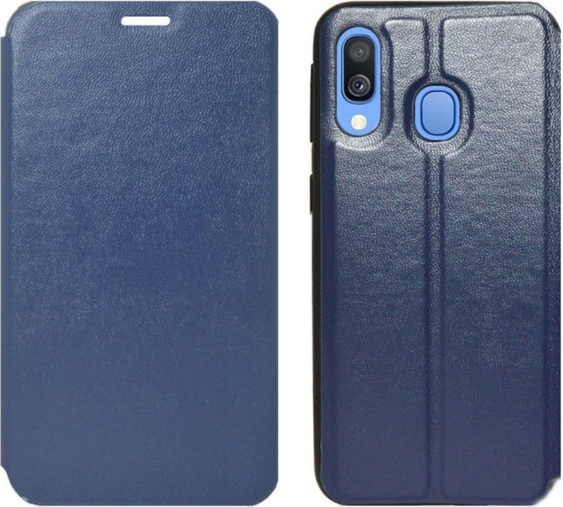 Coverage Flip Cover for Samsung Galaxy A40  (Blue, Grip Case, Pack of: 1)