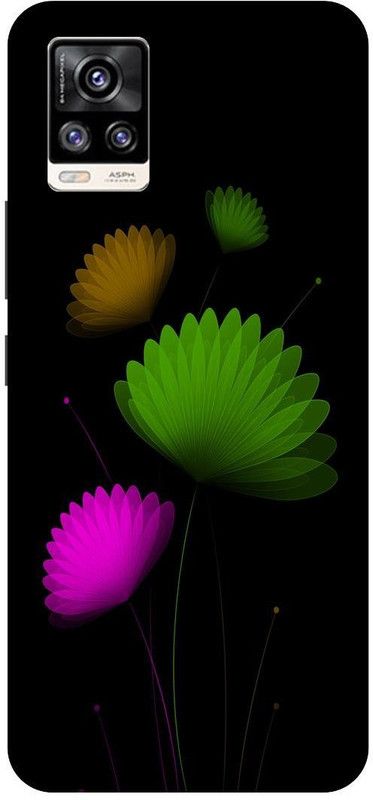 Bluvver Back Cover for Vivo V20, V2025, Printed Black Flower Back Cover  (Multicolor, Hard Case)