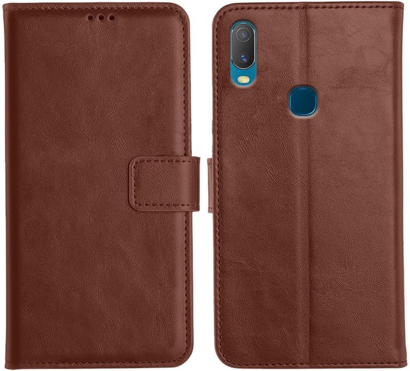 Accesorios Flip Cover for Vivo Y11  (Brown, Dual Protection)