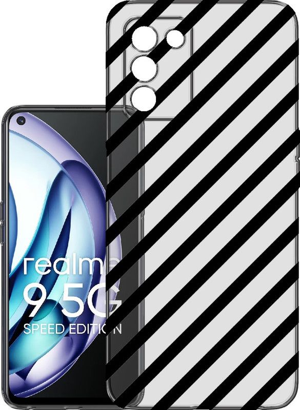 HANIRY Back Cover for Realme 9 SE  (Black, White, Silicon, Pack of: 1)