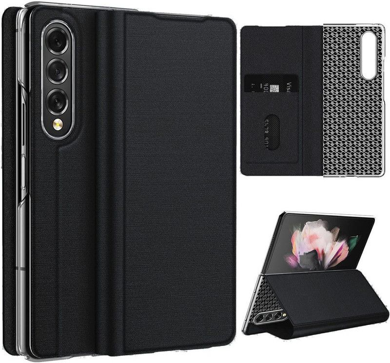 WHITBULL Flip Cover for Samsung Galaxy Z Fold4 5G  (Black, Rugged Armor, Pack of: 1)