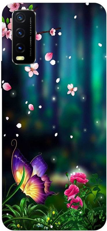 Bluvver Back Cover for Vivo Y12s, V2033, Printed Colorfull Butterfly Back Cover  (Multicolor, Hard Case, Pack of: 1)
