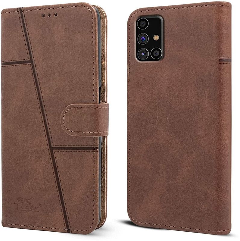 NIMMIKA ENTERPRISES Flip Cover for Samsung Galaxy M31s Flip Cover  (Brown, Dual Protection, Pack of: 1)