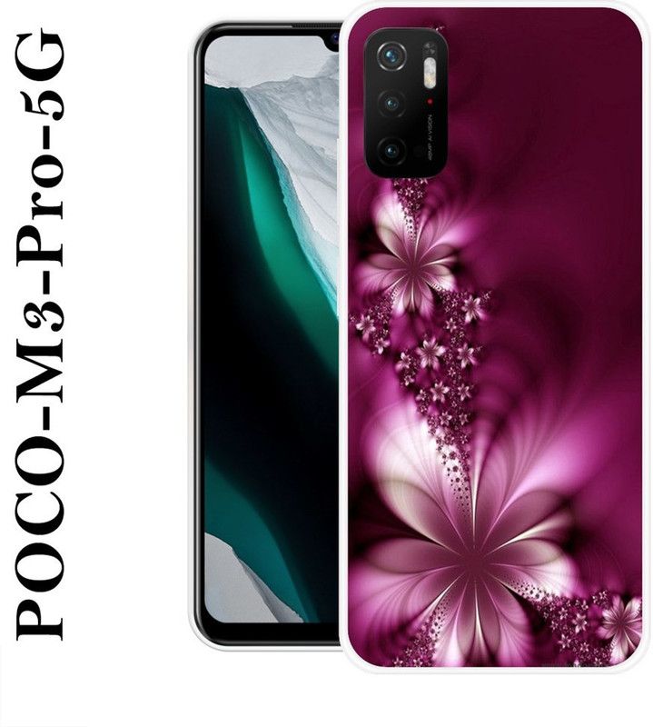 KUDI Back Cover for Poco M3 Pro 5G  (Pink, White, Grip Case, Silicon)