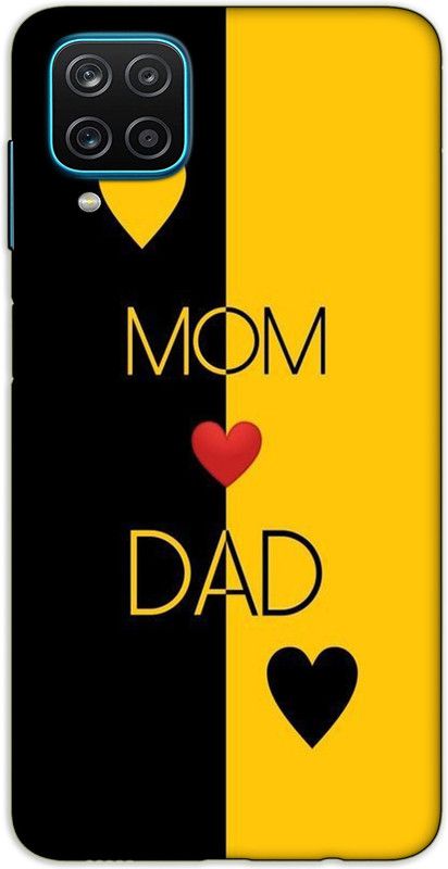iprinto Back Cover for Samsung Galaxy A12 Mom And Dad Love Back Cover  (Yellow, Hard Case, Pack of: 1)